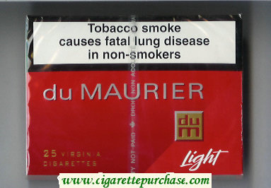 Du Maurier Light 25s cigarettes wide flat hard box